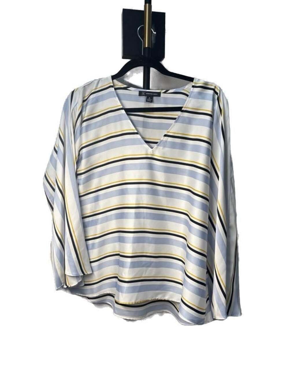 INC International Concepts Striped V-Neck Bell Sleeve Blouse